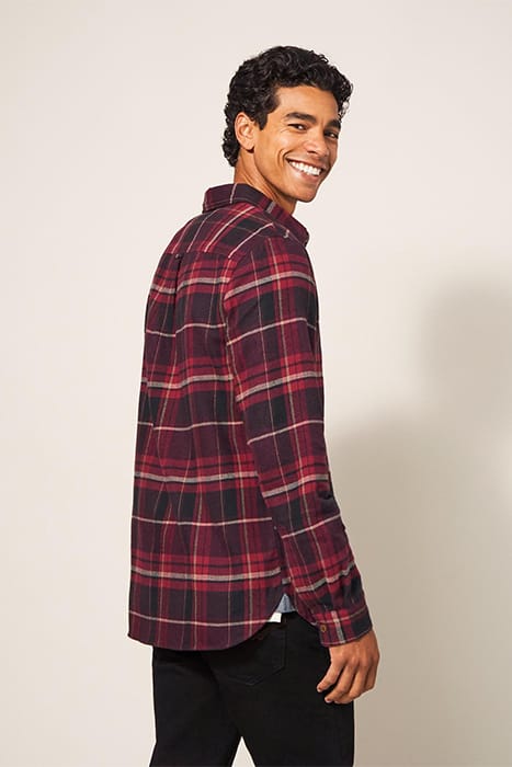 MOXLEY BRUSHED CHECK SHIRT DARK RED 2