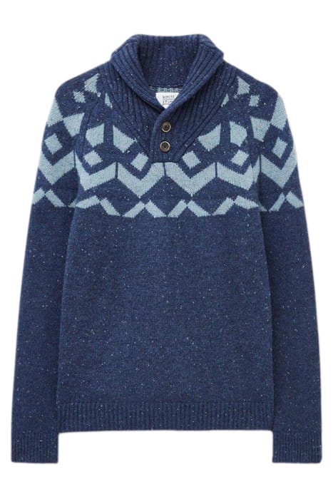 ARUNDEL GEO FAIRISLE SHAWL NAVY 3