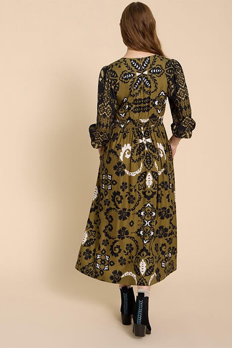 LUCY ECO VERO MINI DRESS GREEN PRINTED 2