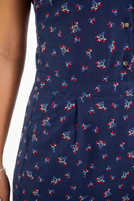 NAVY ROLLERSKATE PRINT DRESS NAVY 5