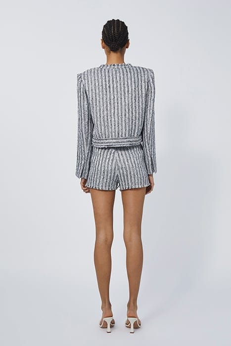 HAKILO CROPPED JACKET IN BLACK/WHITE/SILVER 3