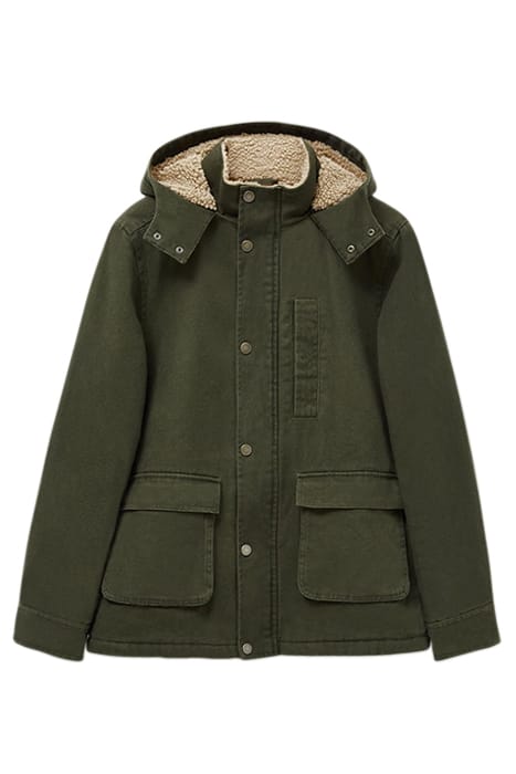BORG LINED WINTER JACKET KHAKI GREEN 3