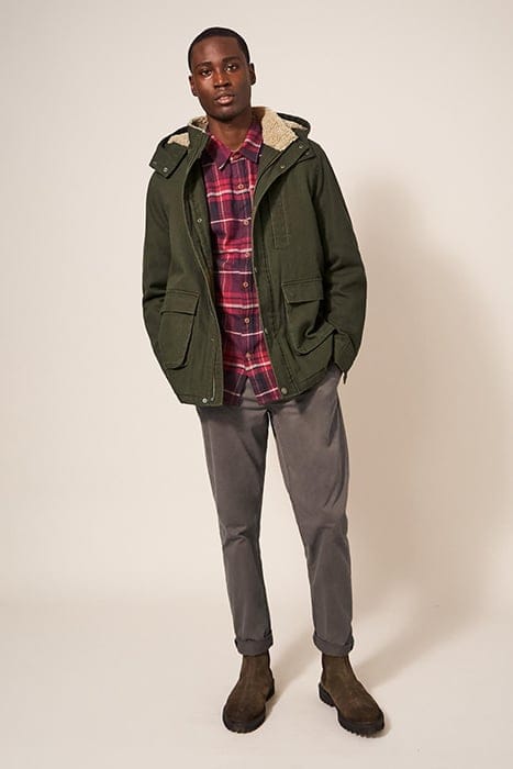 BORG LINED WINTER JACKET KHAKI GREEN 2