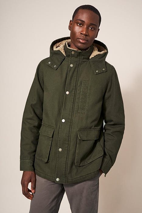 BORG LINED WINTER JACKET KHAKI GREEN 1