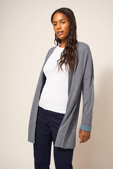 LAURA LONGLINE CARDI GREY MARL 3