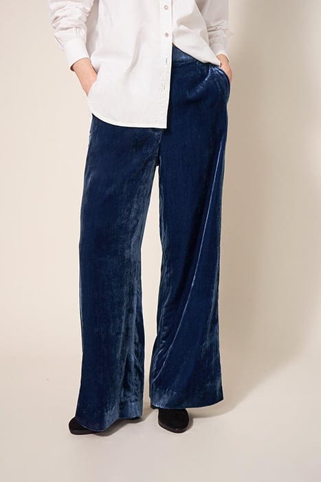JENNY VELVET WIDE LEG TROUSER DEEP BLUE 1