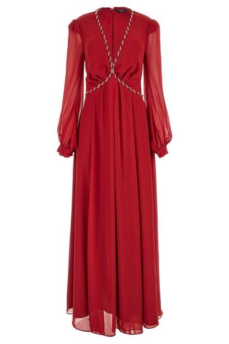 MARCIANO BY GUESS URSULA GOWN SOLID LACQUER MAXI DRESS RED 3