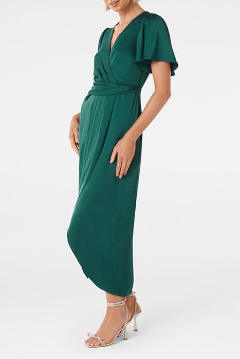 ESTELLE FLUTTER SLEEVE MIDI DRESS CLASSIC TEAL 4