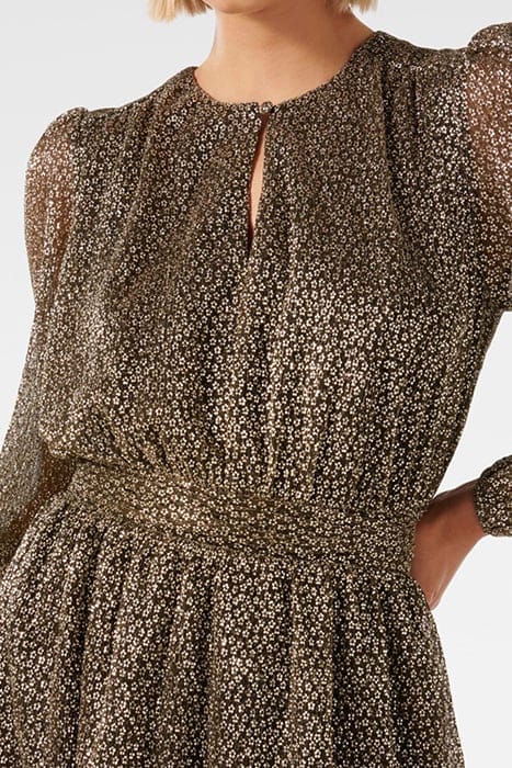 GOLDIE LONG SLEEVE PLISSE MINI BLACK/GOLD 6
