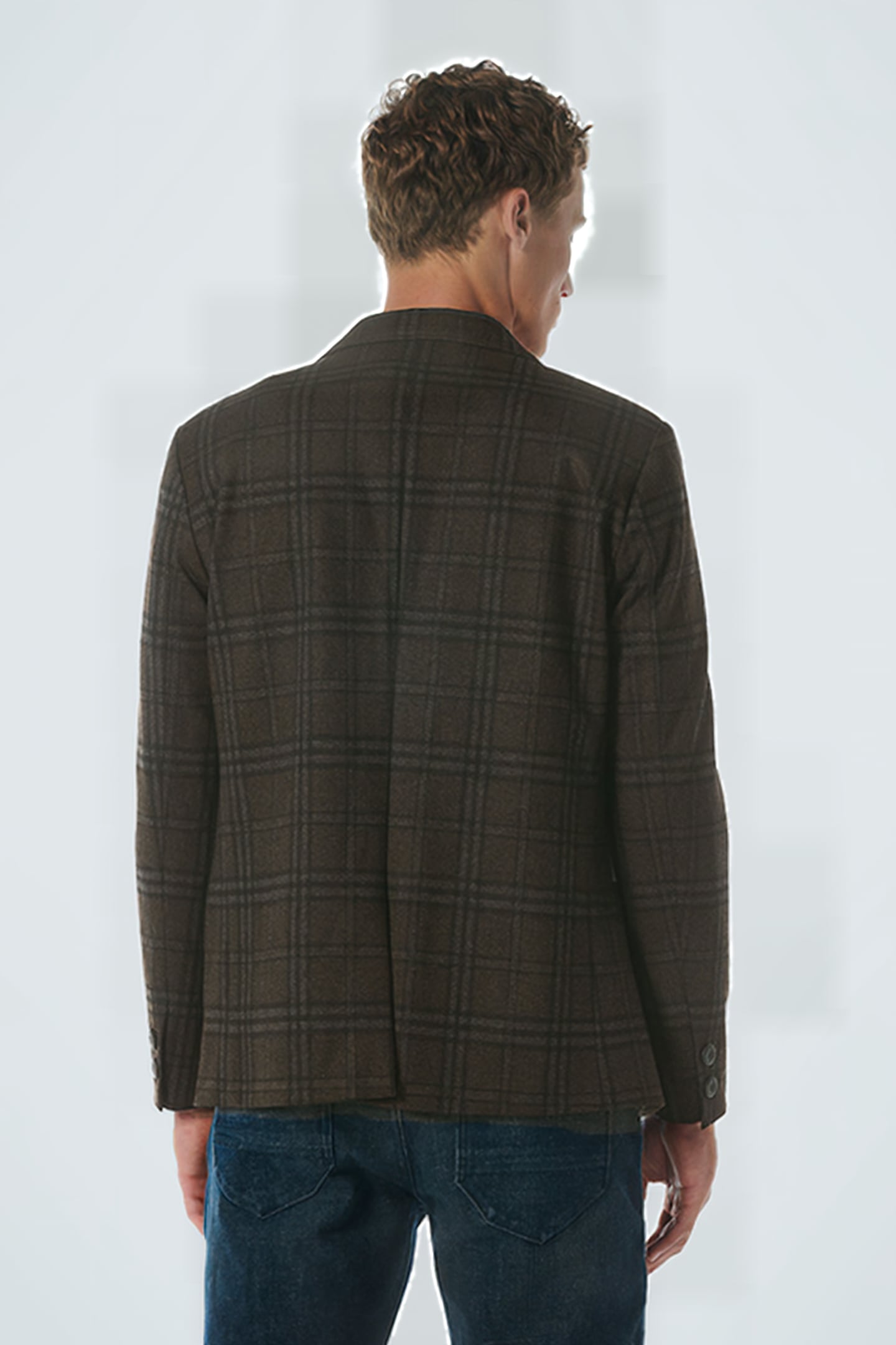 BLAZER JERSEY STRETCH CHECK COFFEE 2