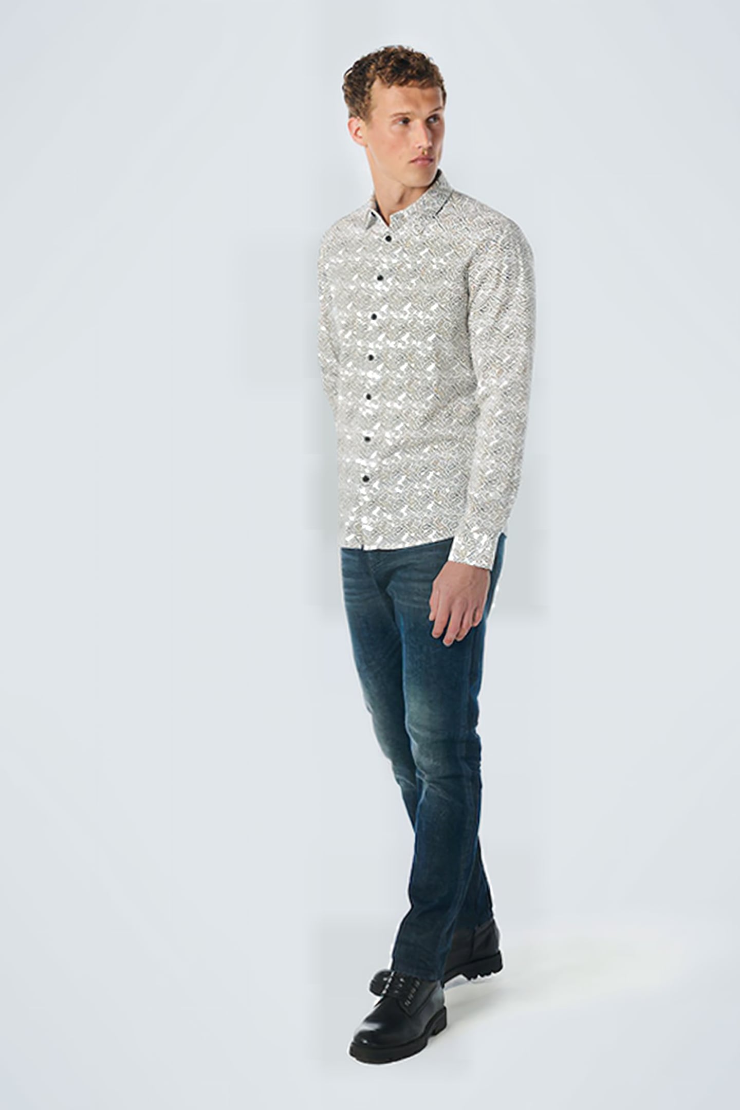 SHIRT STRETCH ALLOVER PRINTED WHITE 3