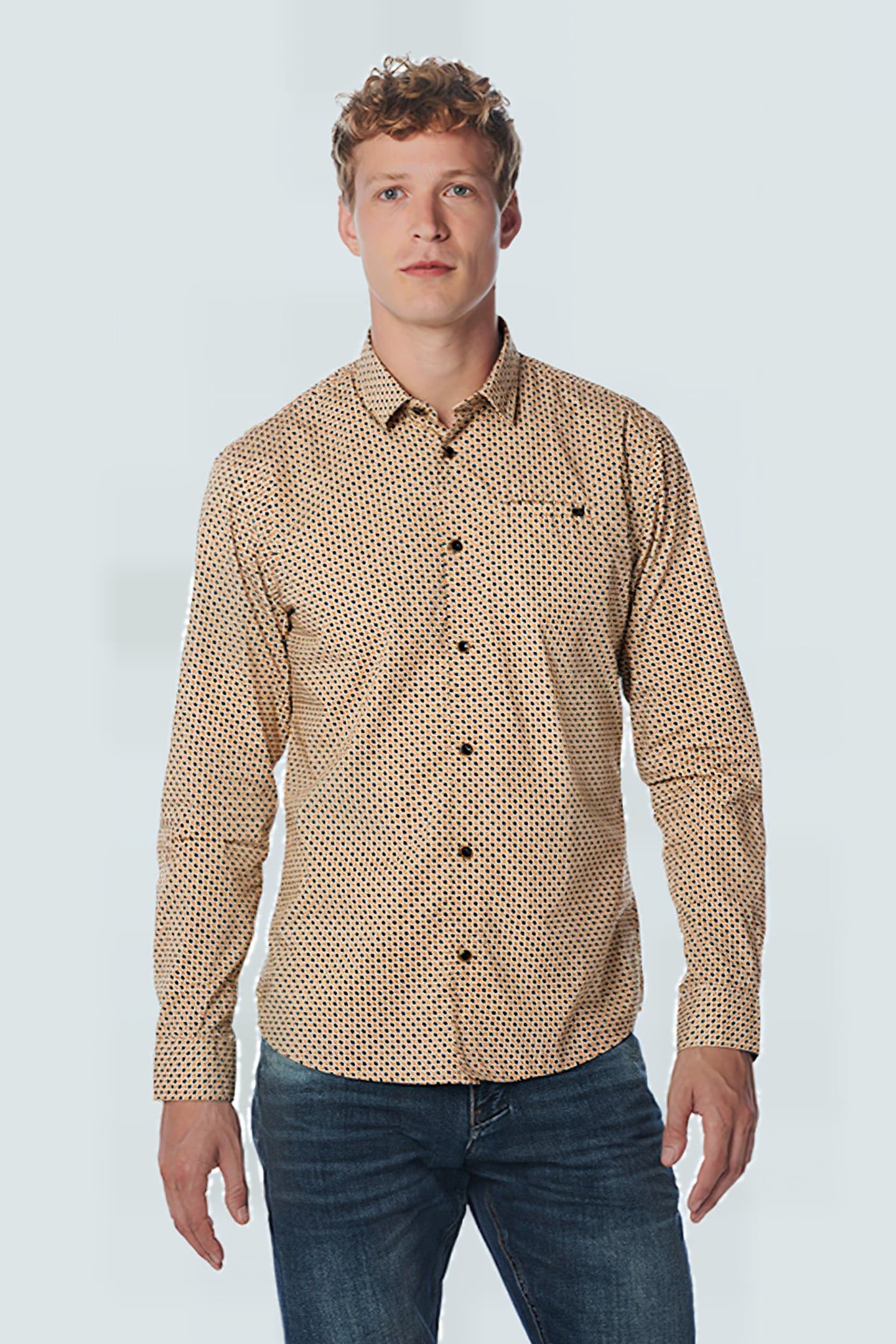 SHIRT STRETCH ALLOVER PRINTED OFFWHITE 1