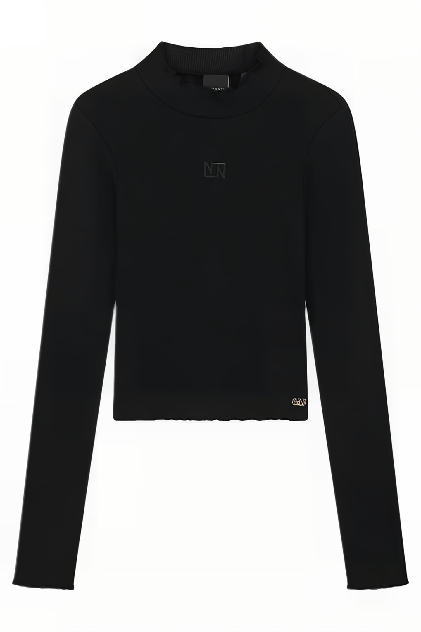 RIB TOP TURTLE LS CROPPED BLACK 1