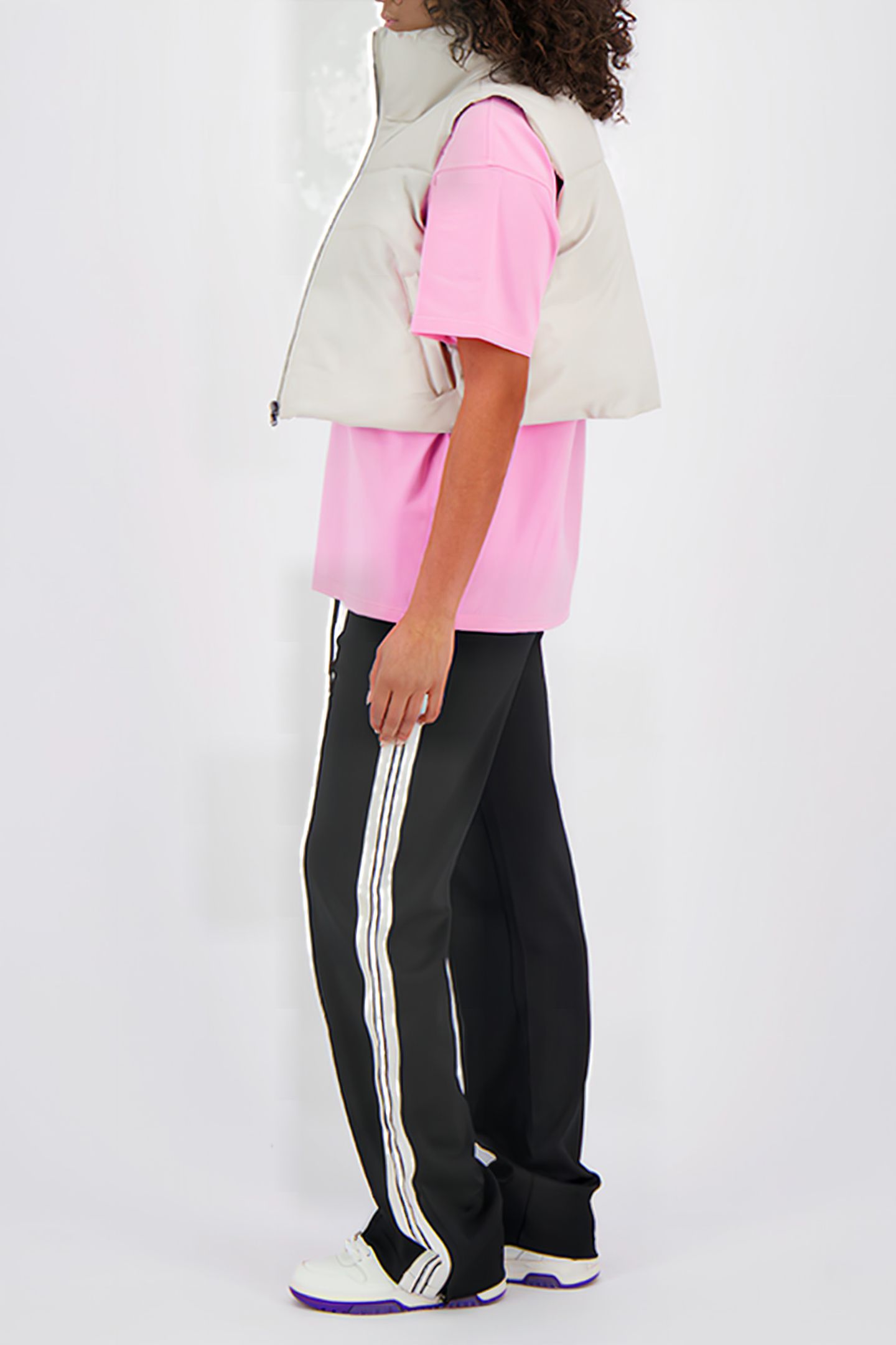 FAUX LEATHER BODYWARMER LIGHT GREY 4