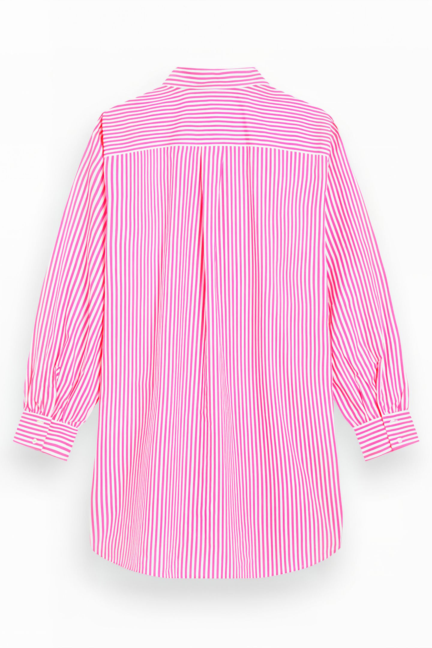 OVERSIZED POPLIN SHIRT IN FLUO PINK /WHITE STRIPE COMBO S 5