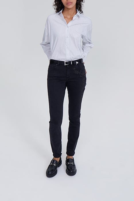 ECRU SHIRT WITH THIN GREY STRIPES 1