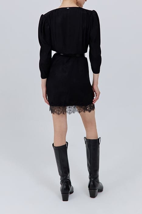 BLACK OPTICAL POLKA DOT MOTIF JACQUARD DRESS 3