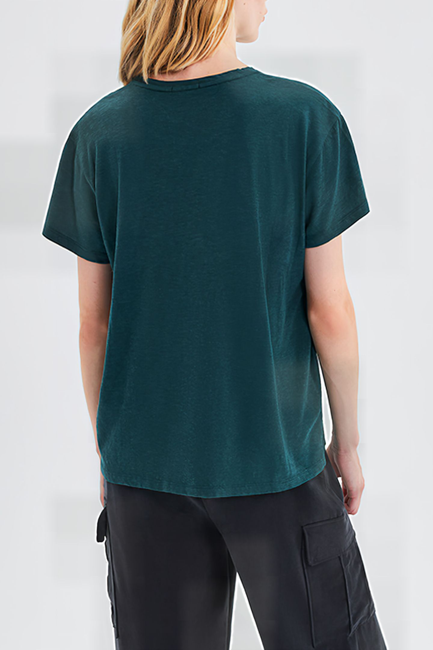 DUCK GREEN ORGANIC T-SHIRT WITH STUDDED SLOGAN 2
