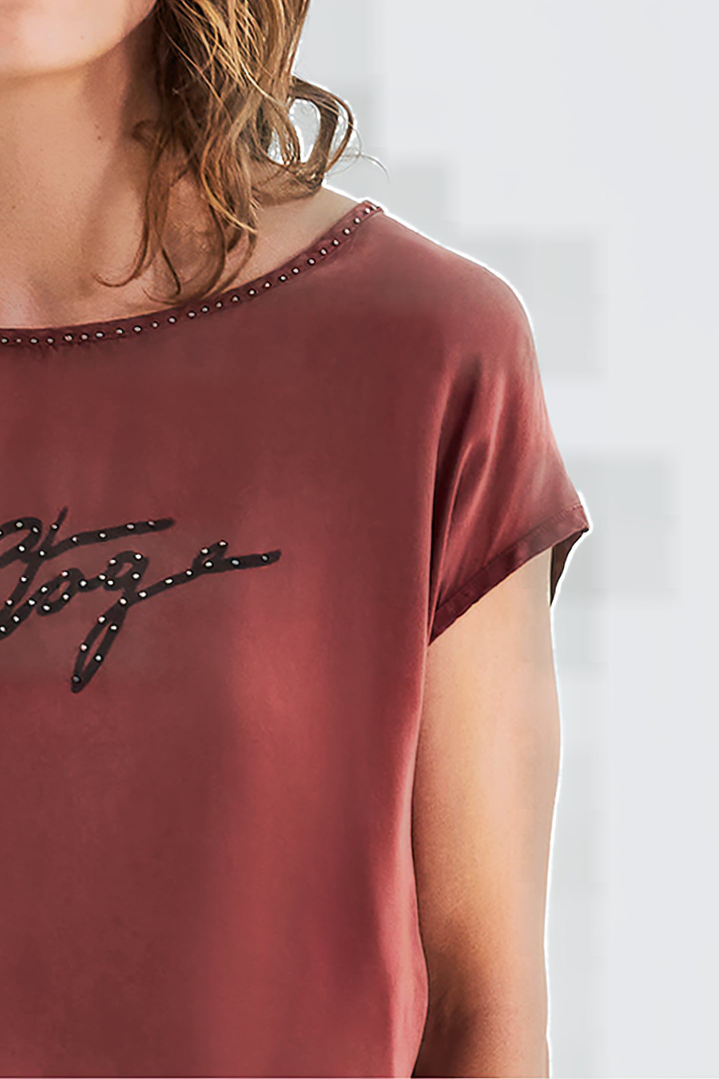 TOMETTE RED TOP WITH BEAD DECOR 6