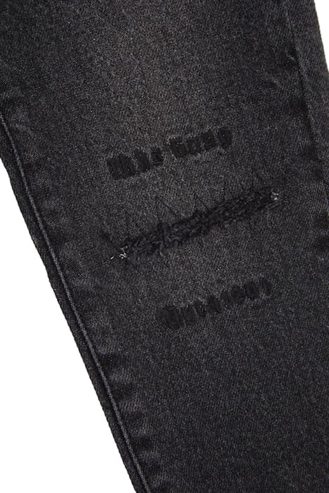 BOYS’ GREY EMBROIDERED AND DISTRESSED KNEE TAPERED JEANS 7