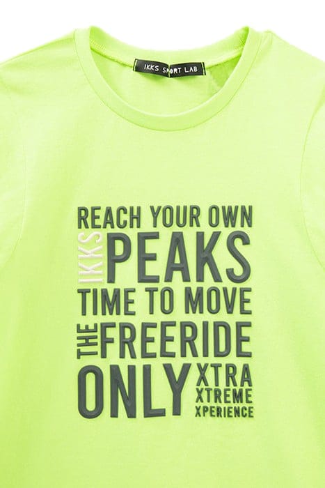 BOYS’ NEON GREEN RUBBER SLOGAN T-SHIRT 3