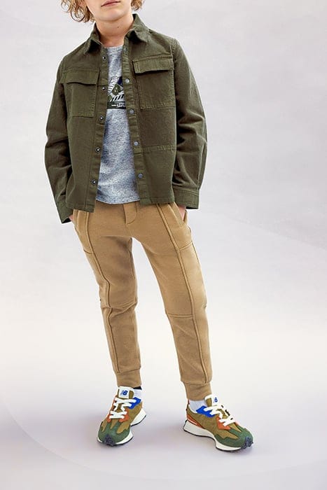BOYS’ KHAKI CORDUROY AND CANVAS MIXED FABRIC SHIRT 1