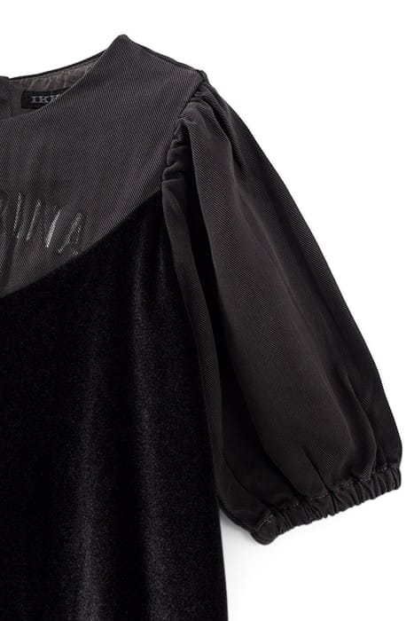 GIRLS’ GREY MIXED FABRIC DRESS WITH SLOGAN 3