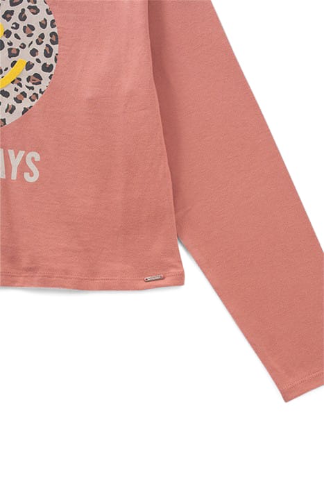 GIRLS’ TERRACOTTA T-SHIRT WITH SMILE ON LEOPARD BACKGROUND 4