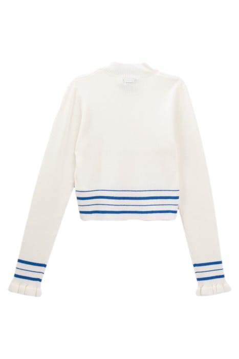 GIRLS’ WHITE KNIT SWEATER WITH BLUE STRIPES 2