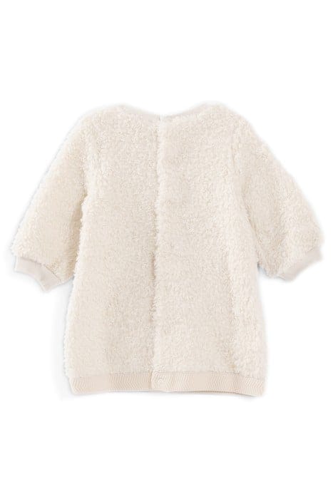 BABY GIRLS’ ECRU SHERPA DRESS WITH EMBROIDERED LOGO 2