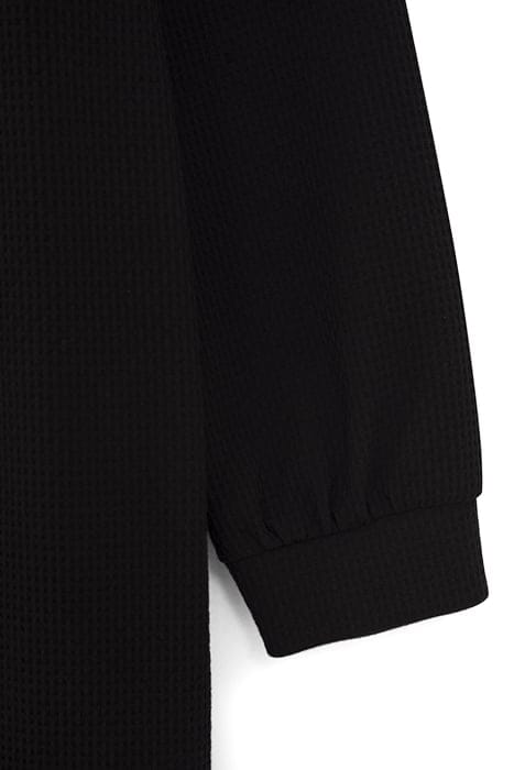 BLACK WAFFLE-KNIT DRESS WITH LETTER BANDS 9