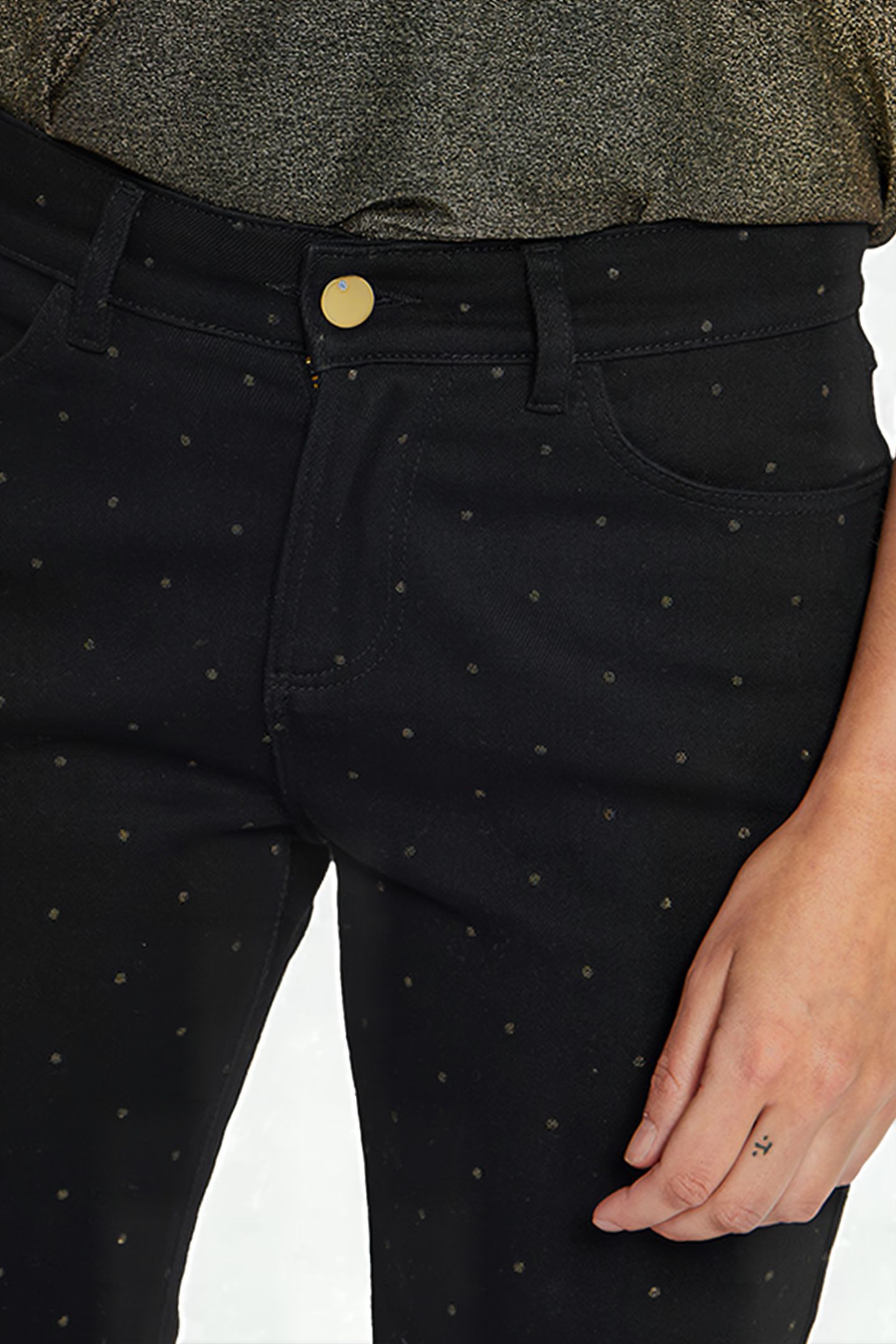 BLACK BOYFIT JEANS WITH GOLD POLKA DOTS 5