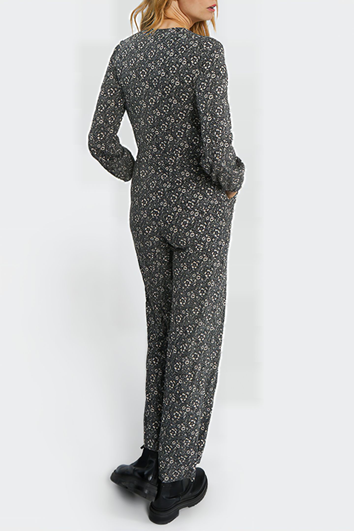 BLACK GRAPHIC FLOWER PRINT JUMPSUIT 2