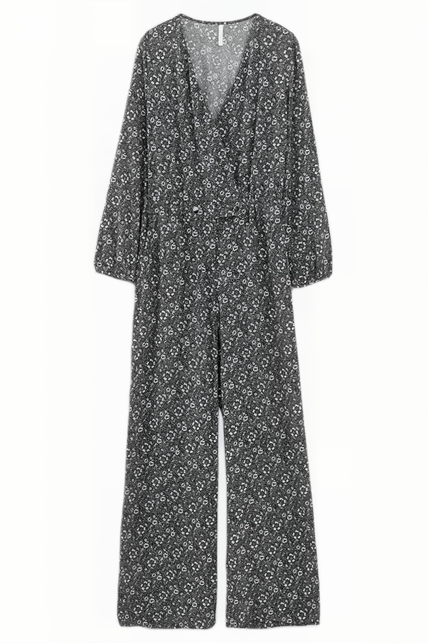 BLACK GRAPHIC FLOWER PRINT JUMPSUIT 1
