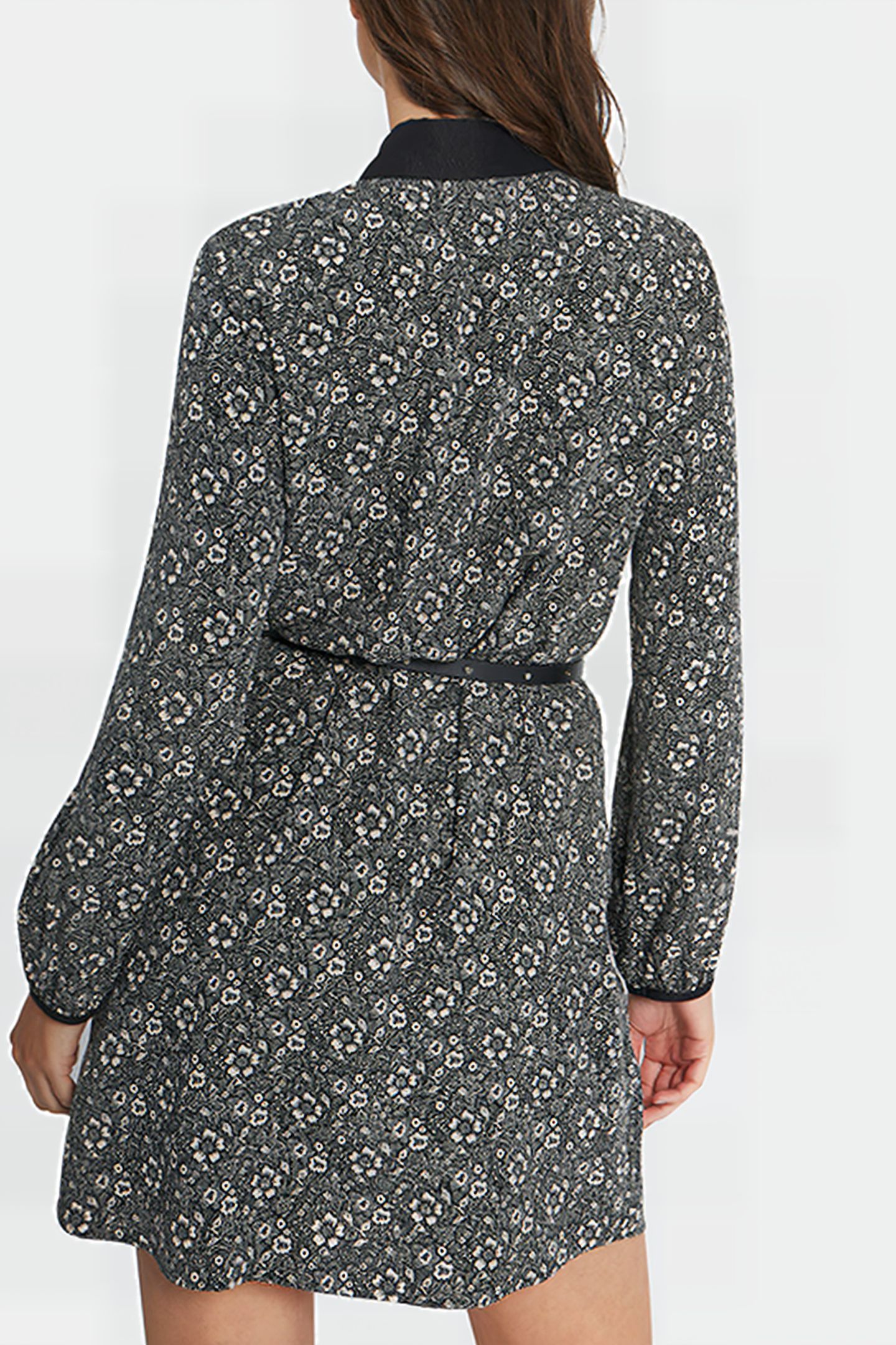 BLACK GRAPHIC FLOWER PRINT SHIRT-DRESS 2