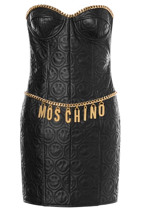 MOSCHINO X SMILEY NAPPA LEATHER DRESS BLACK | Online Outlet | Otrium