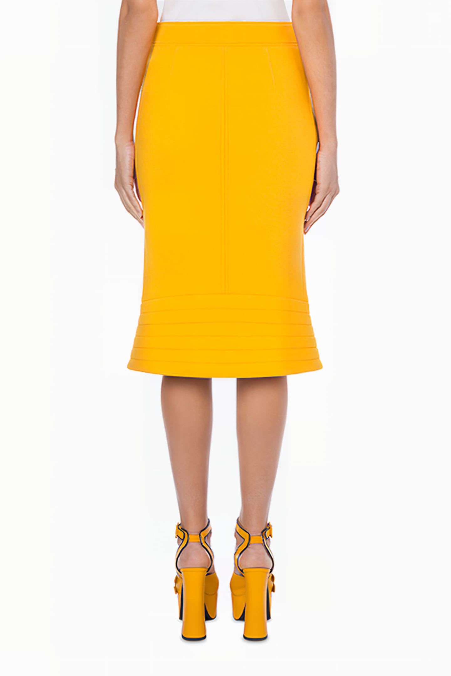 COUTURE BIKER WOOL CREPE SKIRT YELLOW 2