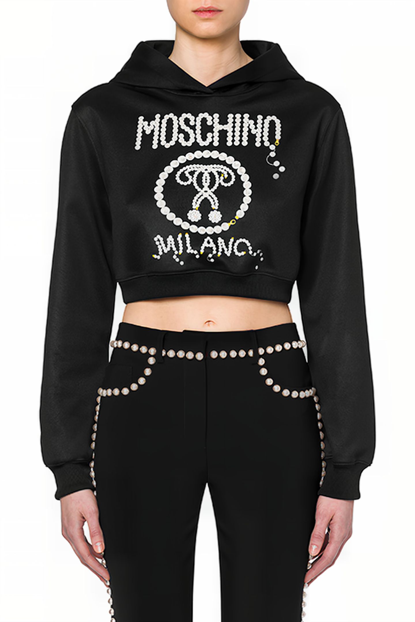 PEARLS DOUBLE QUESTION MARK TECHNICAL SWEATSHIRT BLACK 1