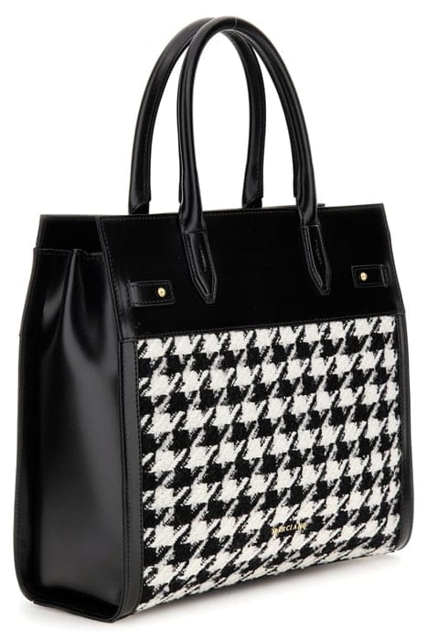 MARCIANO BY GUESS AMELIE SATCHEL PIED POULE TOTE BAG BLACK/ 7