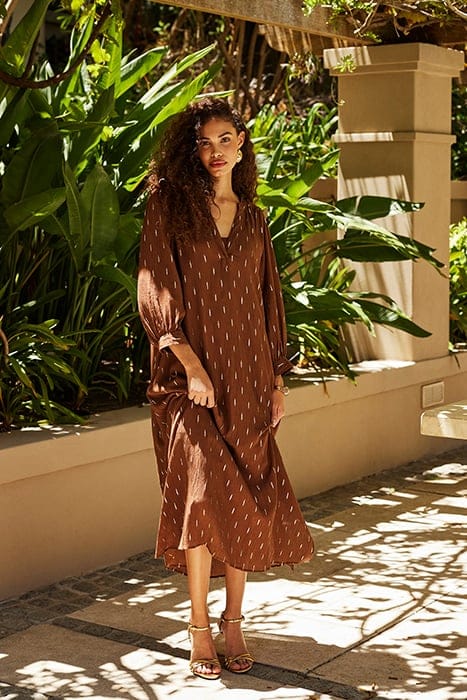 DRESS MID LENGTH BROWN 7
