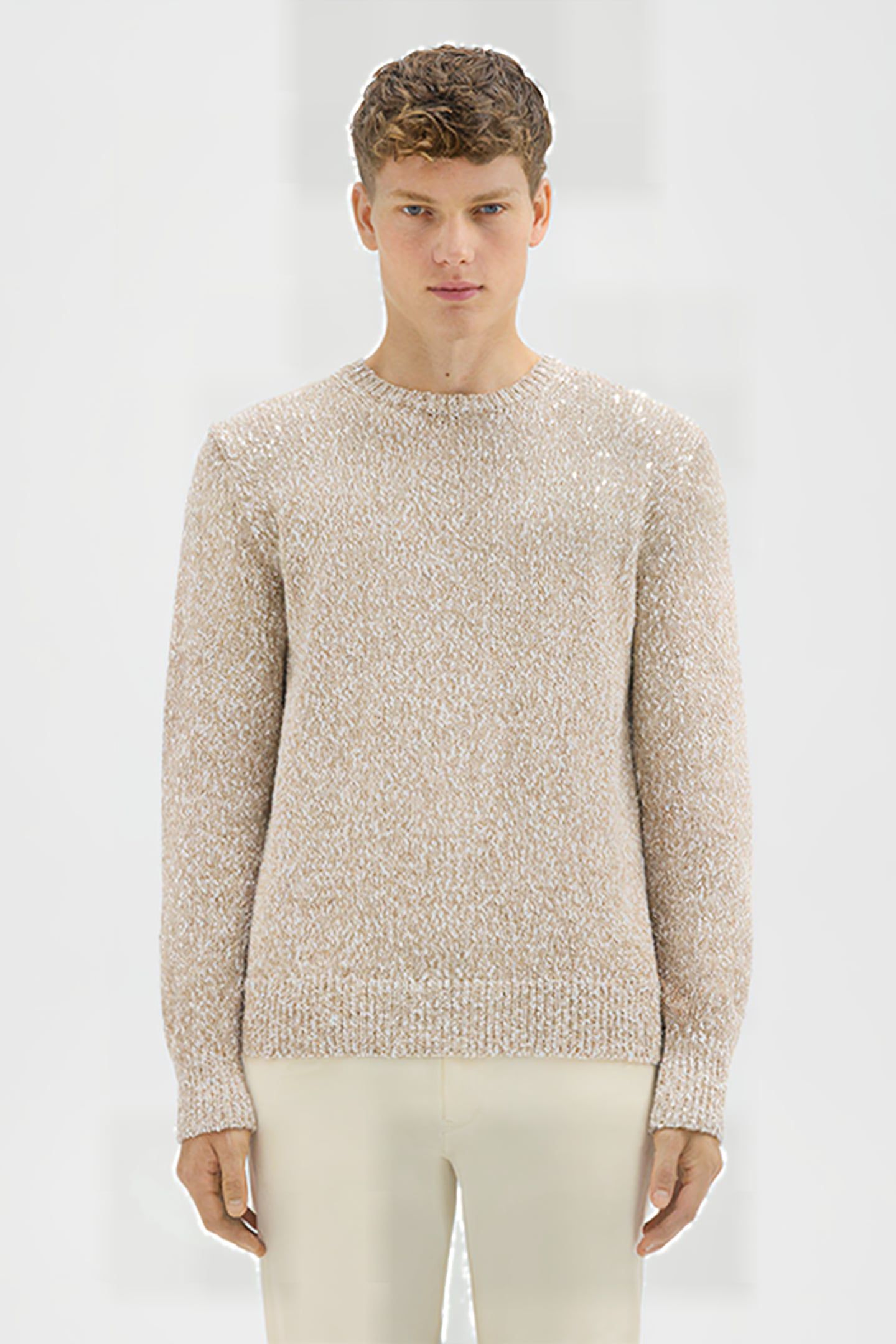 MAUNO CREWNECK SWEATER IN HEATHERED COTTON PUMICE MULTI 1