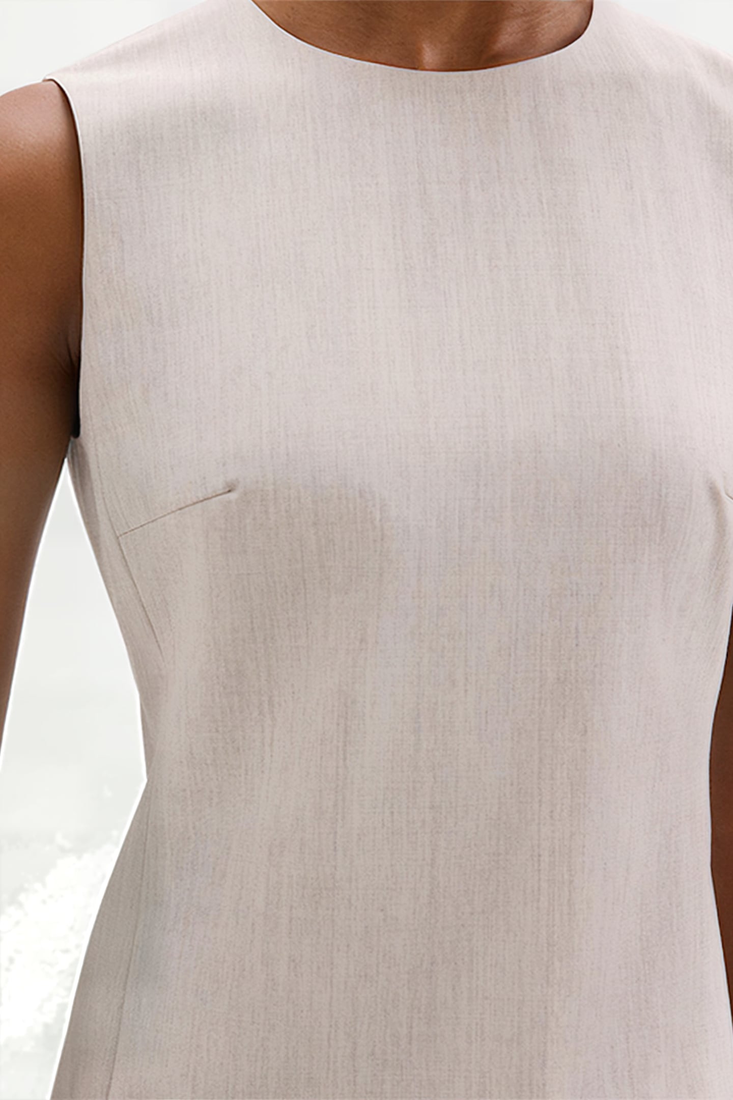 SLEEVELESS FITTED DRESS IN GOOD WOOL SAND MELANGE 3