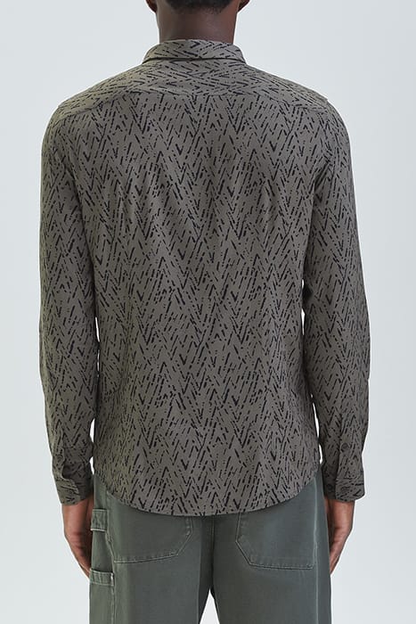 KHAKI LENZING™ ECOVERO™ CHEVRON SLIM SHIRT KHAKI 2