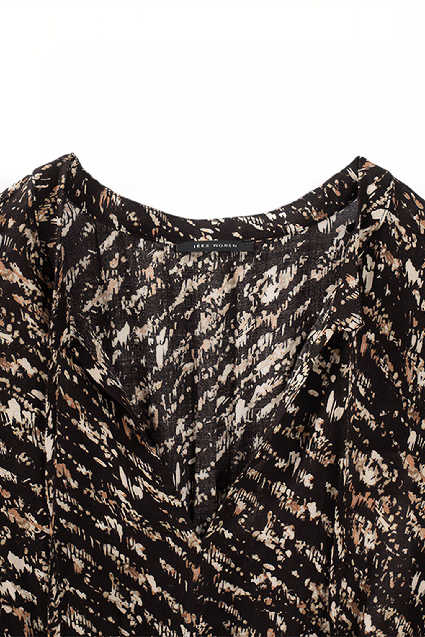 BLACK FUSAIN PRINT LONG DRESS BLACK 7
