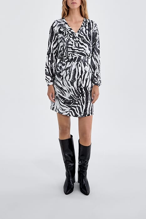 PURE EDITION- ECRU ZEBRA PRINT DRESS OFF-WHITE 1