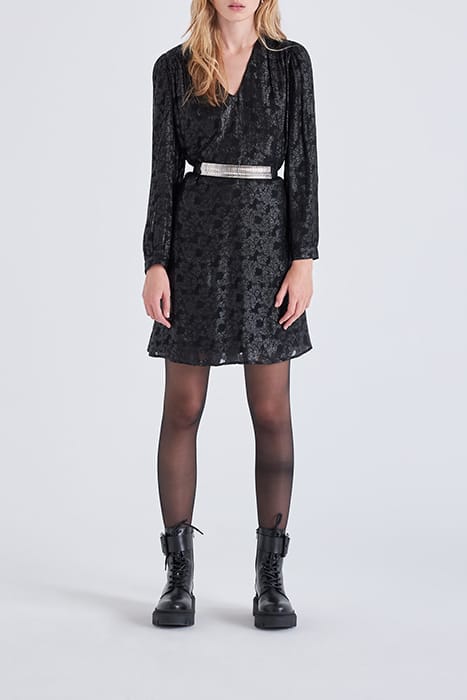 BLACK IRIDESCENT BAROQUE MOTIF JACQUARD DRESS BLACK 3