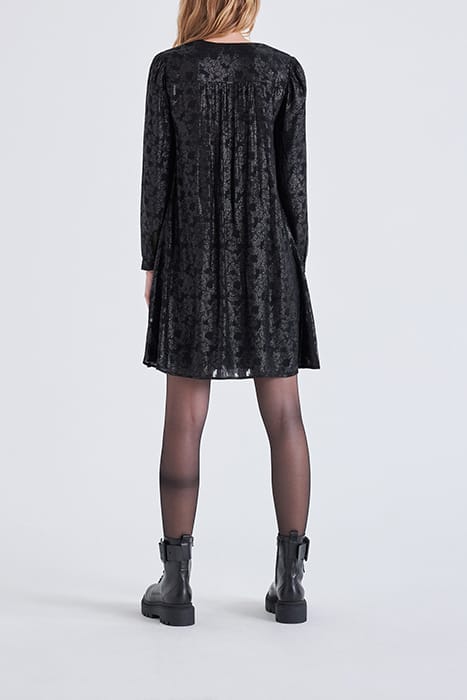 BLACK IRIDESCENT BAROQUE MOTIF JACQUARD DRESS BLACK 4