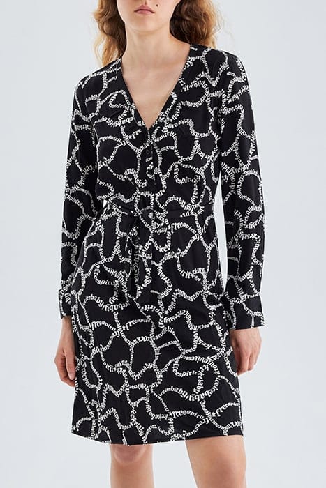 BLACK DRESS WITH ECRU LETTERING PRINT BLACK 1