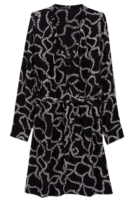 BLACK DRESS WITH ECRU LETTERING PRINT BLACK 4
