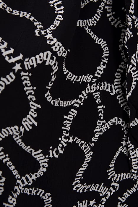 BLACK DRESS WITH ECRU LETTERING PRINT BLACK 7